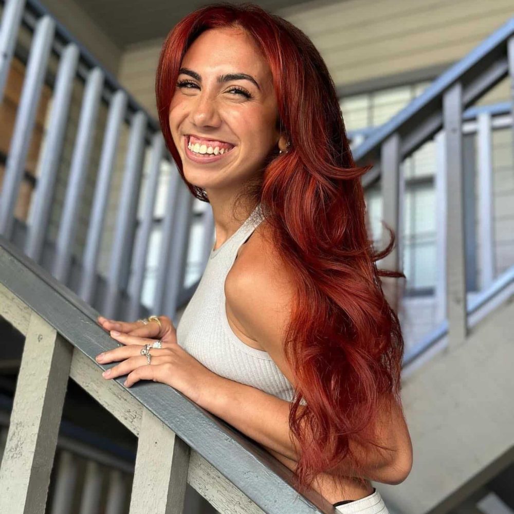 Woman with long red hair